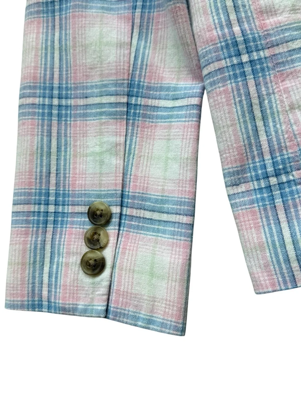 Janie and Jack Pastel Plaid Linen Blend Blazer Jacket Preppy Easter Spring Sz 6